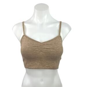 Aritzia Wilfred Beige Cami Camisole Sleeveless Spaghetti Strap Crop Tank Bra Top